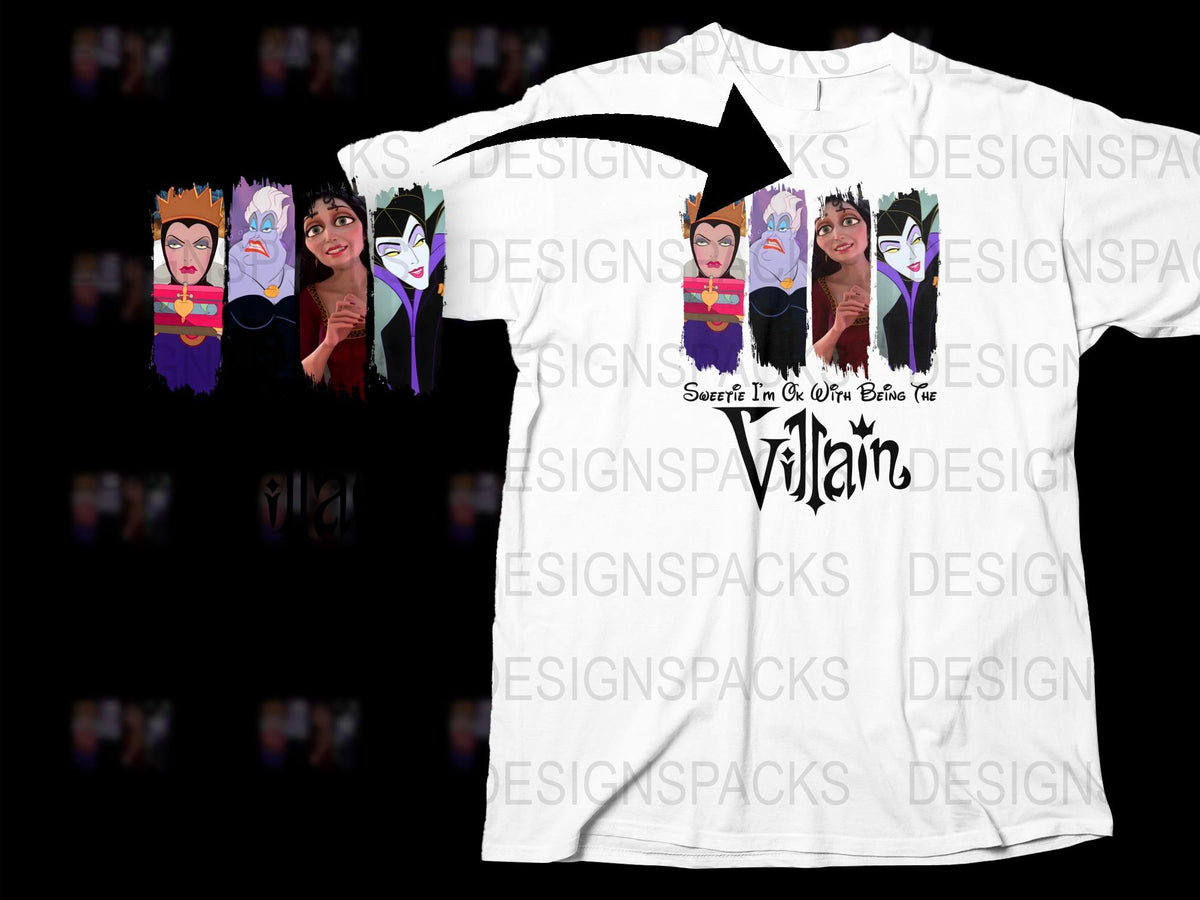 Colorful Villain Faces T-Shirt, Disney Inspired Evil Characters, Unisex Adult Fashion Tee, Cartoon Graphic Design Shirt