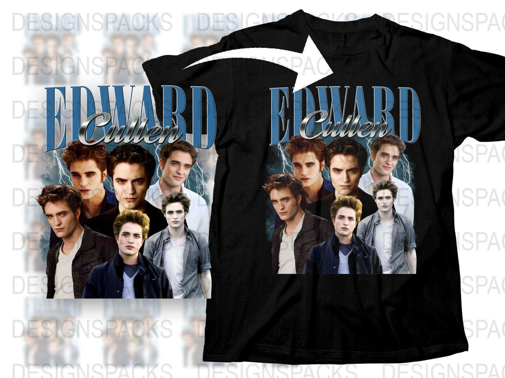 Edward Cullen T-Shirt, Twilight Saga Fan Merch, Vampire Movie Inspired Graphic Tee, Unisex Black Shirt