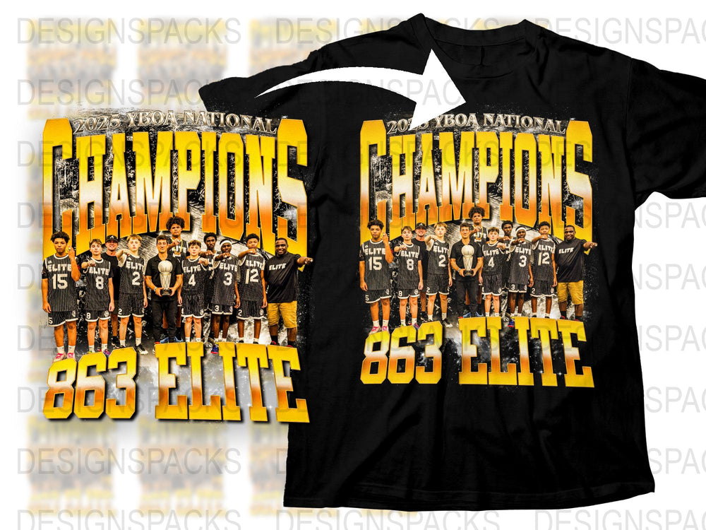 863 Elite Champions Basketball Team T-Shirt, Youth Sports Graphic Tee, Custom Tournament Apparel, Athletic Casual Wear