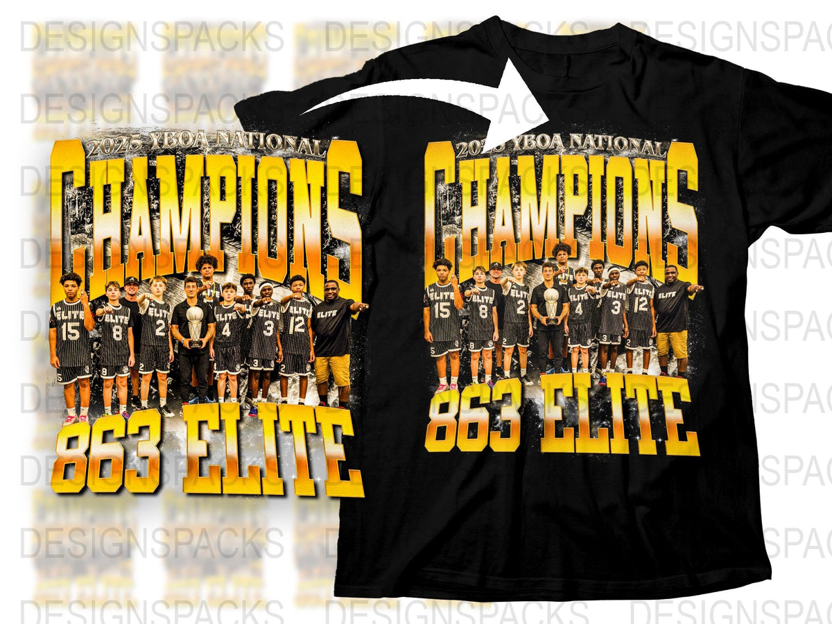 863 Elite Champions Basketball Team T-Shirt, Youth Sports Graphic Tee, Custom Tournament Apparel, Athletic Casual Wear