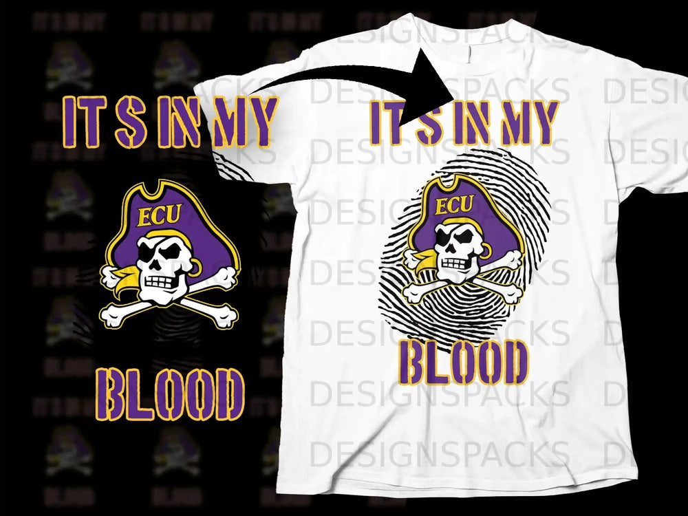 ECU Pirates It's In My Blood Graphic Tee Shirt