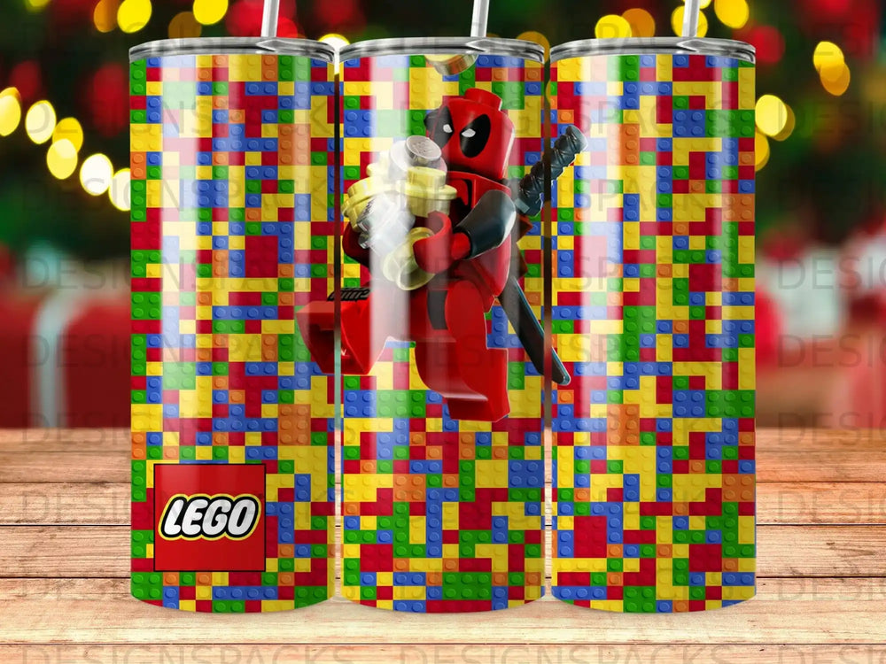 Lego Deadpool Minifigure Colorful Brick Pattern Tumbler product type