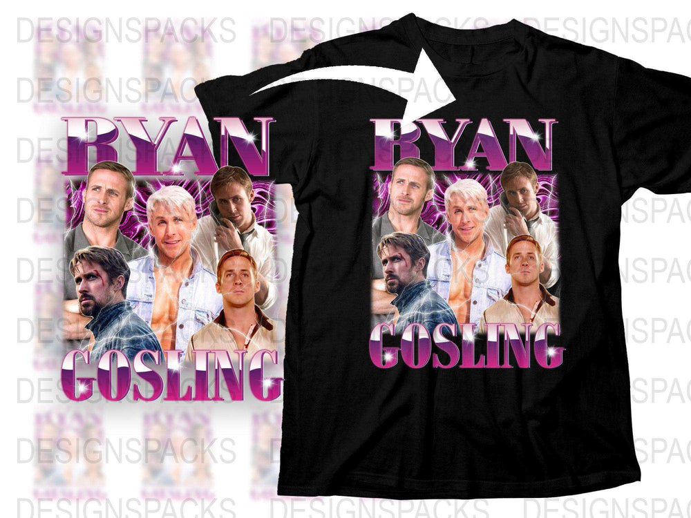 Ryan Gosling Graphic T-Shirt, Men's Fashion Tee, Movie Star Photo Collage, Casual Wear