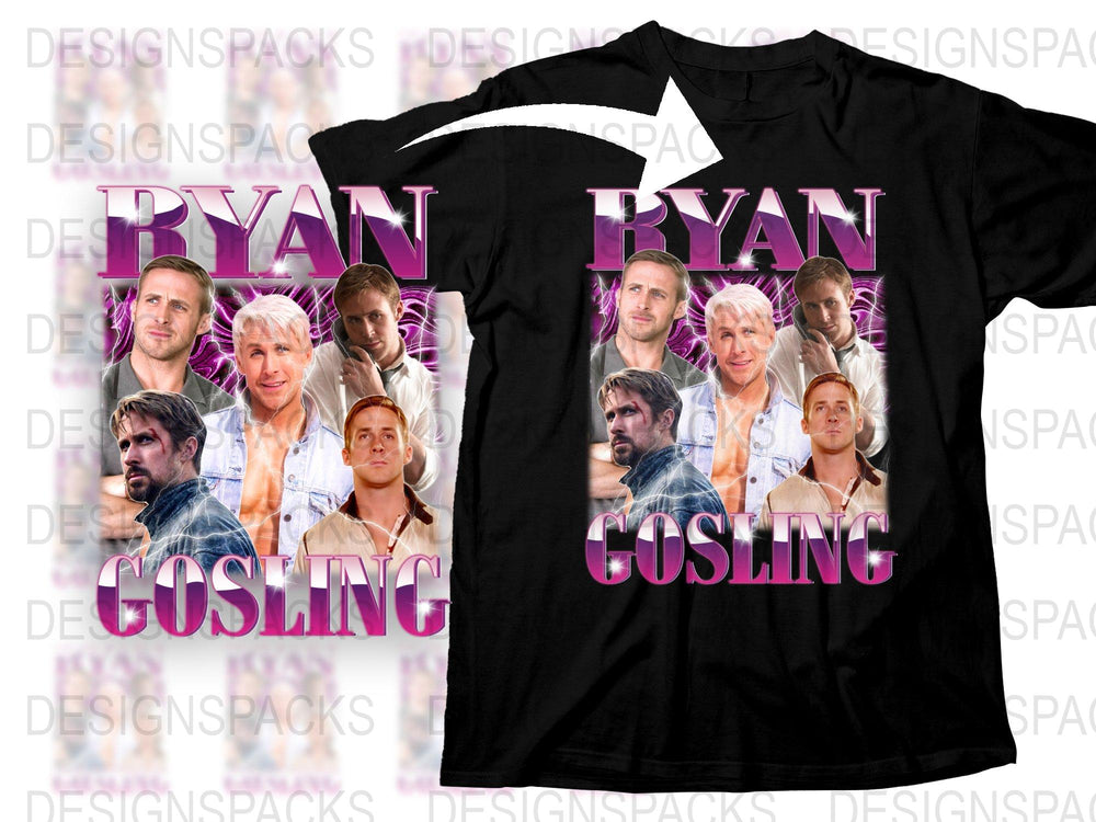 Ryan Gosling Graphic T-Shirt, Men's Fashion Tee, Movie Star Photo Collage, Casual Wear