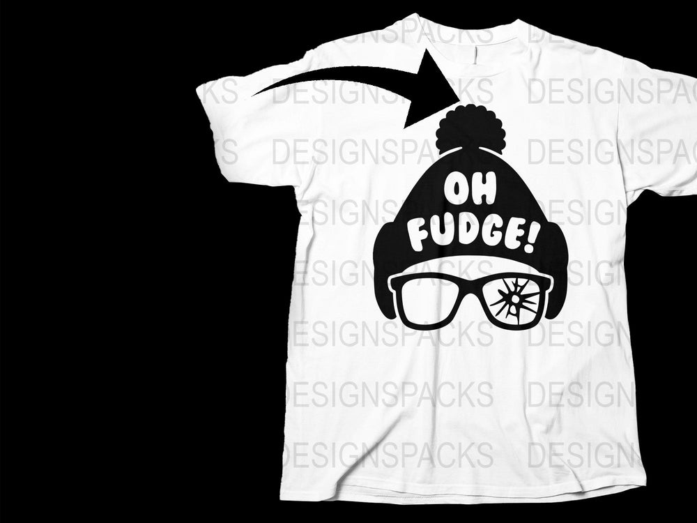 Funny Oh Fudge Winter Hat Glasses Graphic T-Shirt, Cool Christmas Tee, Unisex Casual Apparel, Gift Idea