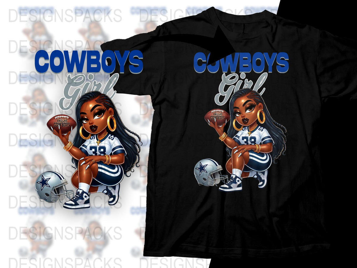 Dallas Cowboys Girl T-Shirt, Football Fan Gift, Women's Sports Tee, Graphic Print Shirt, Casual Wear