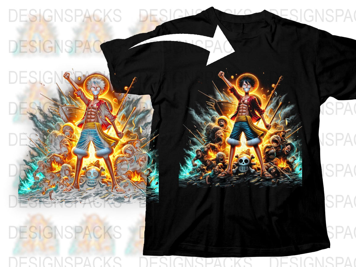 Graphic T-Shirt with Fiery Skulls and Warrior Design, Bold Colors, Unisex Tee for Casual Wear