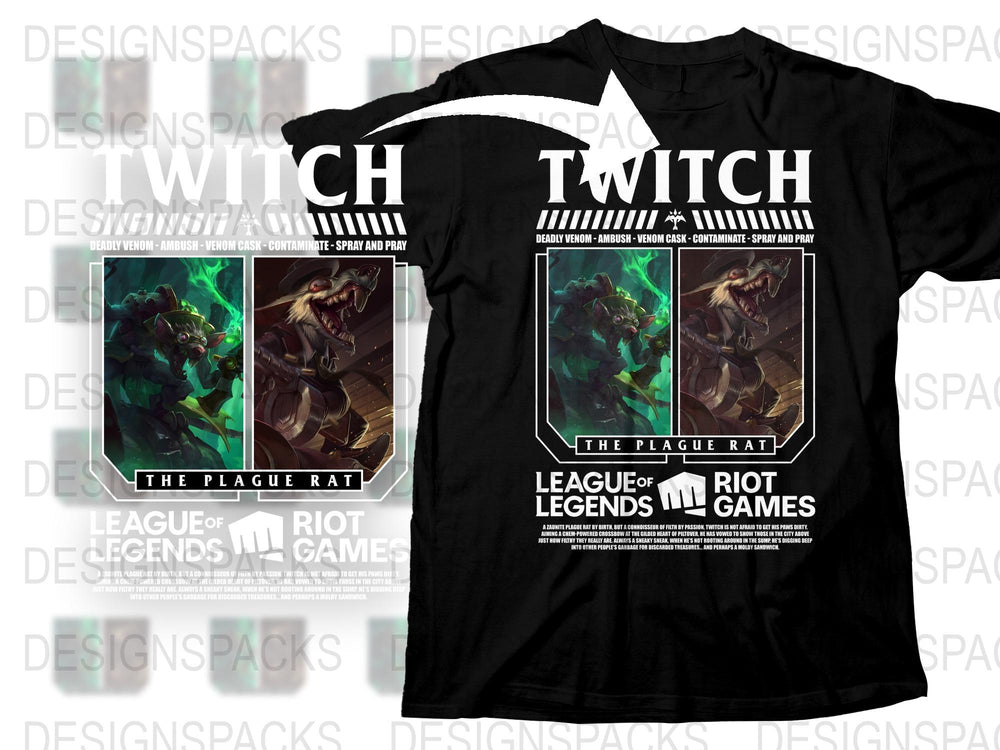 League of Legends Twitch T-Shirt, Gaming Apparel, Riot Games Merch, Plague Rat Graphic Tee, Video Game Clothing