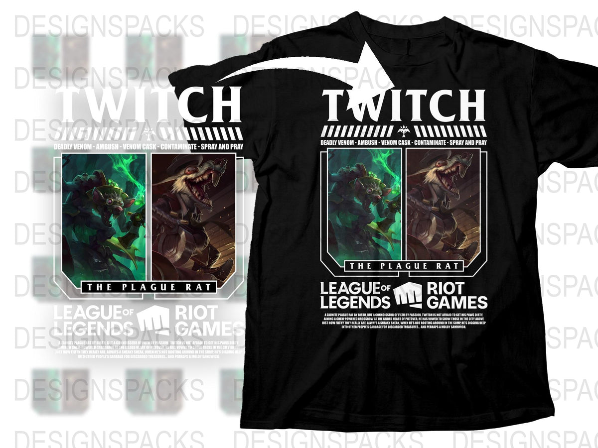League of Legends Twitch T-Shirt, Gaming Apparel, Riot Games Merch, Plague Rat Graphic Tee, Video Game Clothing