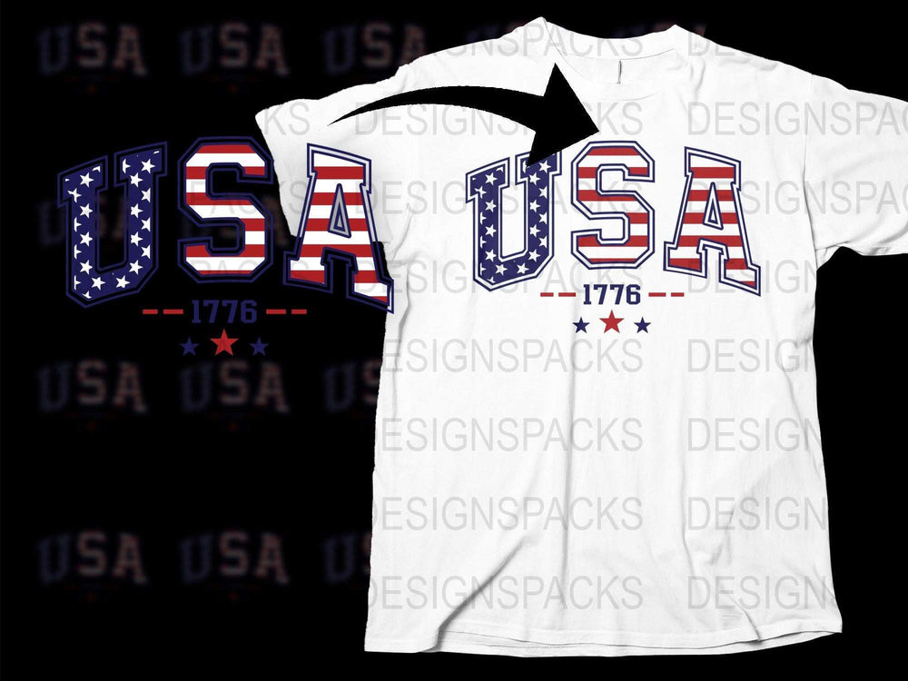 USA Patriotic T-Shirt, 1776 Stars Stripes Design, American Flag Colors, Unisex Independence Day Apparel