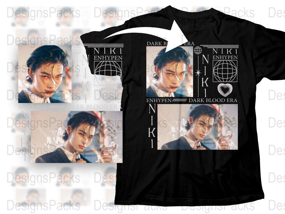 Niki Dark Blood Era Graphic T-Shirt, Black Cotton Tee, Urban Street Style Fashion, Music Album Inspired Shirt