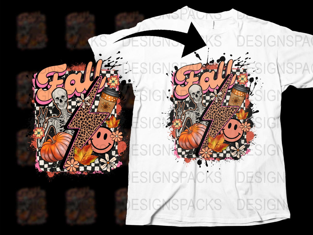 Fall Themed T-Shirt, Leopard Print Pumpkin, Floral Graphics, Unisex Adult Fashion Tee