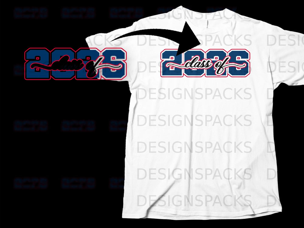 "Class of '23" graphic on a white t-shirt.