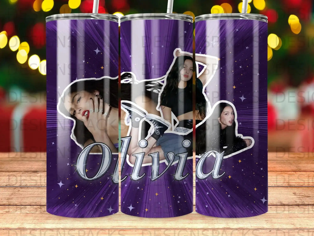 Olivia Rodrigo Purple Starry Design Drink Tumbler product type