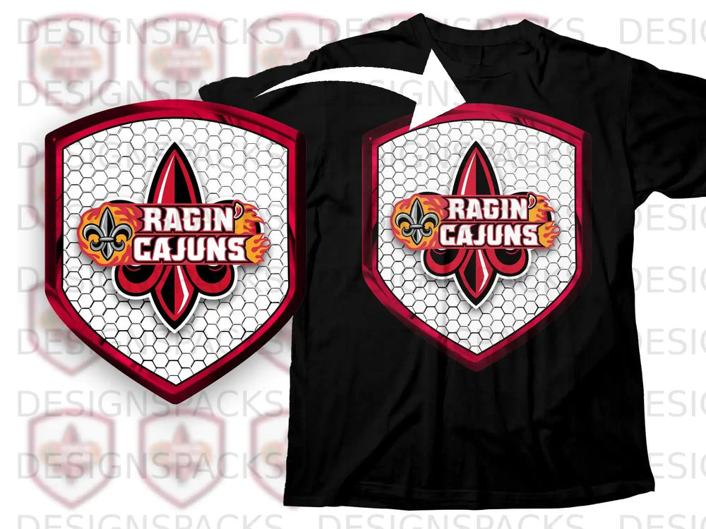 Ragin Cajuns Hexagonal Shield Design T-Shirt