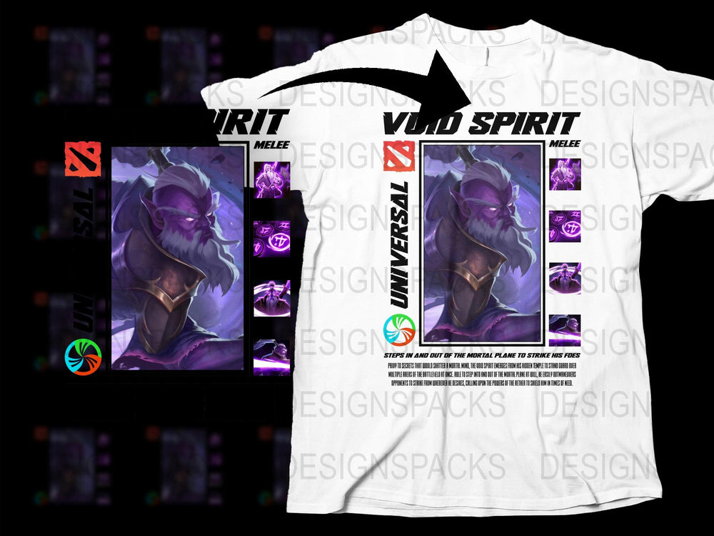 Void Spirit Dota 2 Graphic T-Shirt, White Tee with Gaming Character Design, Unisex eSports Apparel