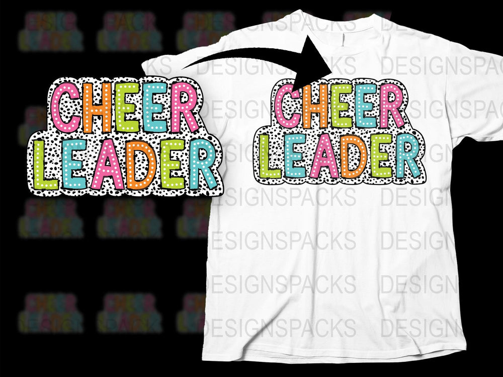 Colorful Cheerleader T-Shirt, Bright Pop Art Style Graphic Tee, Bold Lettering Cheer Apparel