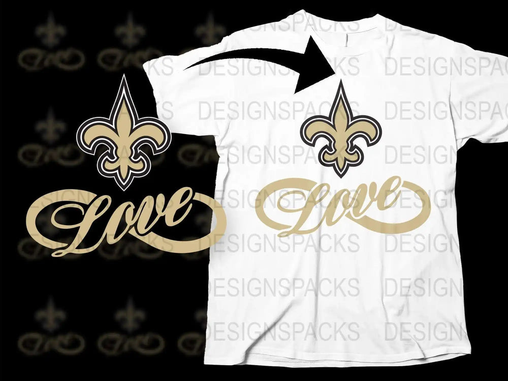 Graphic T-Shirt with Fleur-De-Lis and Love Script Design, Unisex White Tee, Trendy Casual Wear