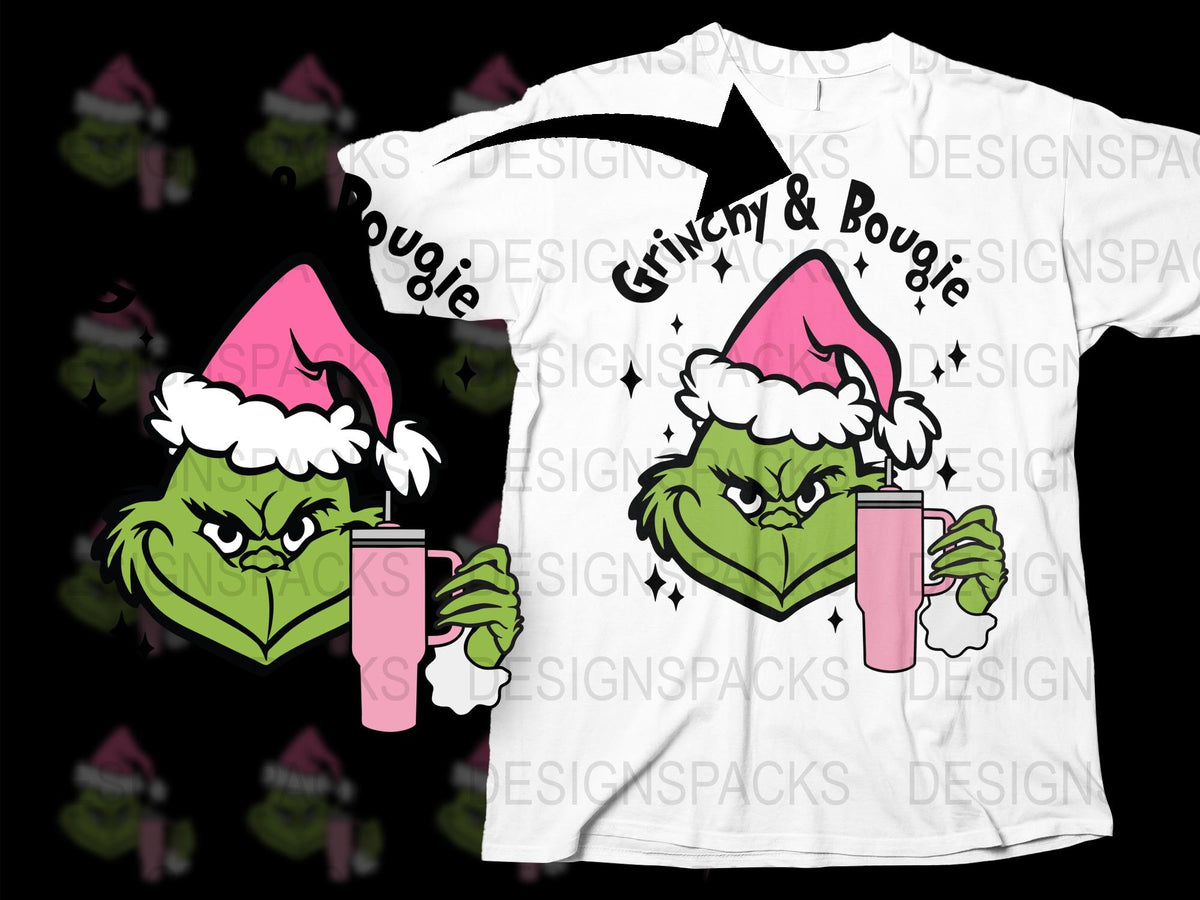Grinchy and Bougie T-Shirt, Funny Christmas Grinch Tee, Holiday Party Outfit, Festive Winter Apparel, Unique Gift Idea