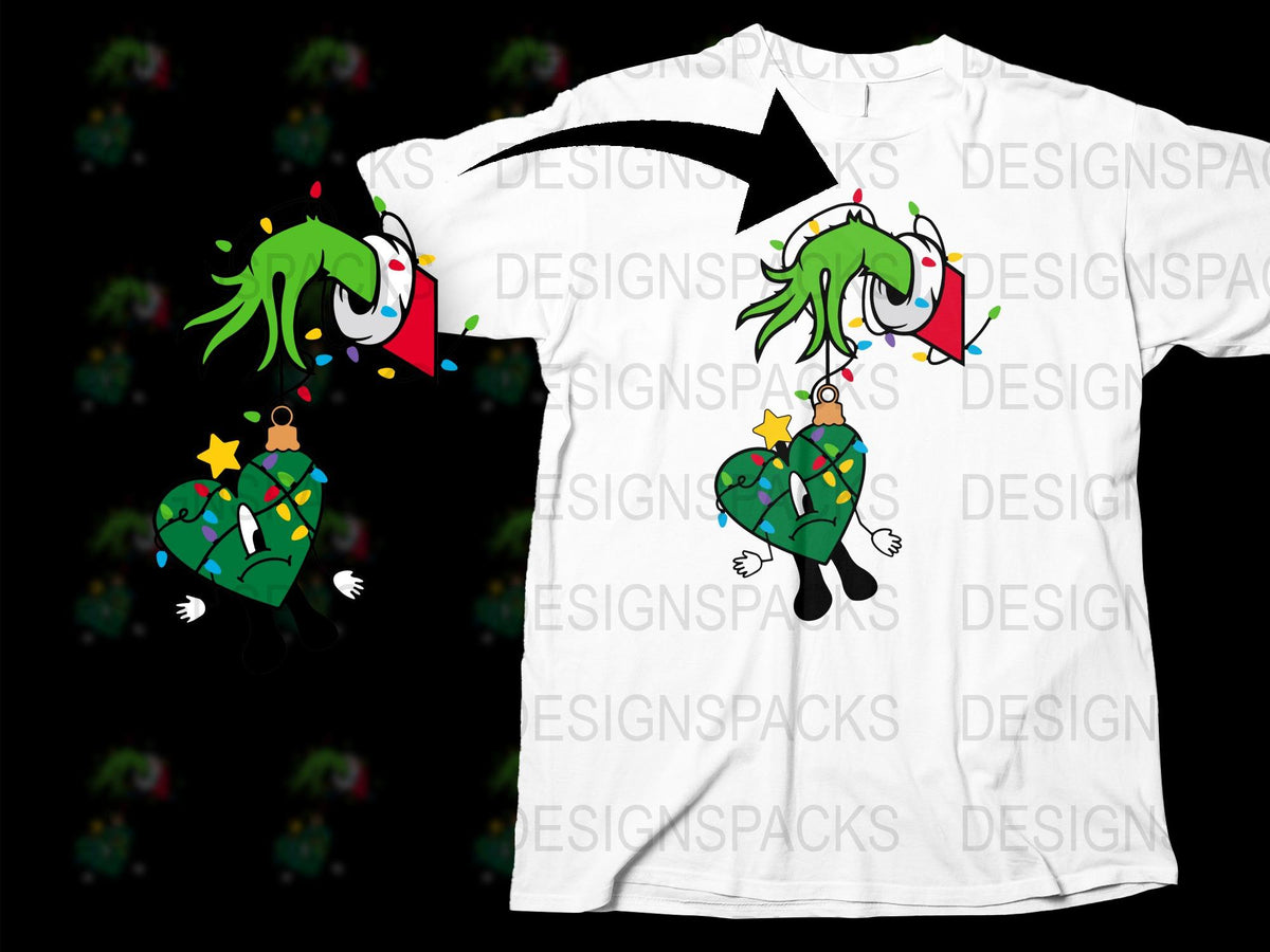 Festive Green Monster Christmas Tree Funny T-Shirt, Holiday Graphic Tee, Unisex Holiday Apparel, Unique Christmas Gift Ideas