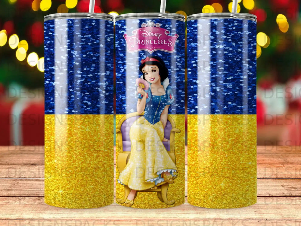 Disney Princesses Snow White Blue Gold Glitter Tumbler product type