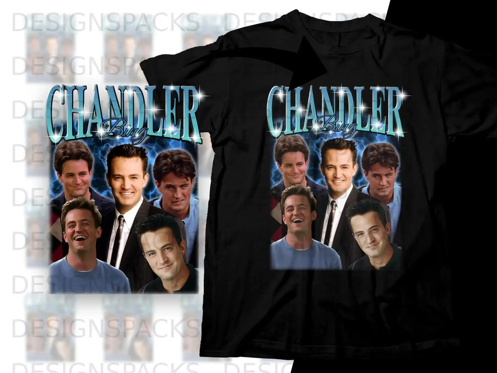 T-shirt with multiple images of Chandler Bing from Friends.