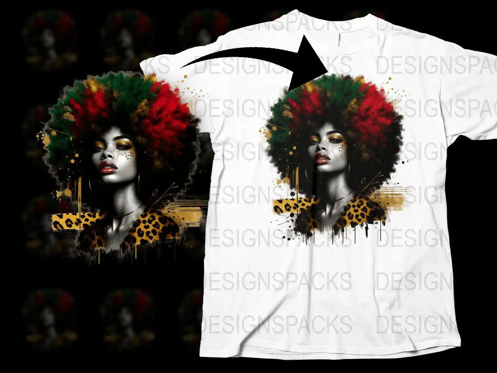 Afro Futurism Art T-Shirt, Vibrant Colorful African Woman Portrait, Unique Graphic Tee, Fashion Statement Shirt, Trendy Urban Top.