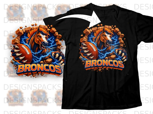 Broncos Football Themed Graphic T-Shirt
