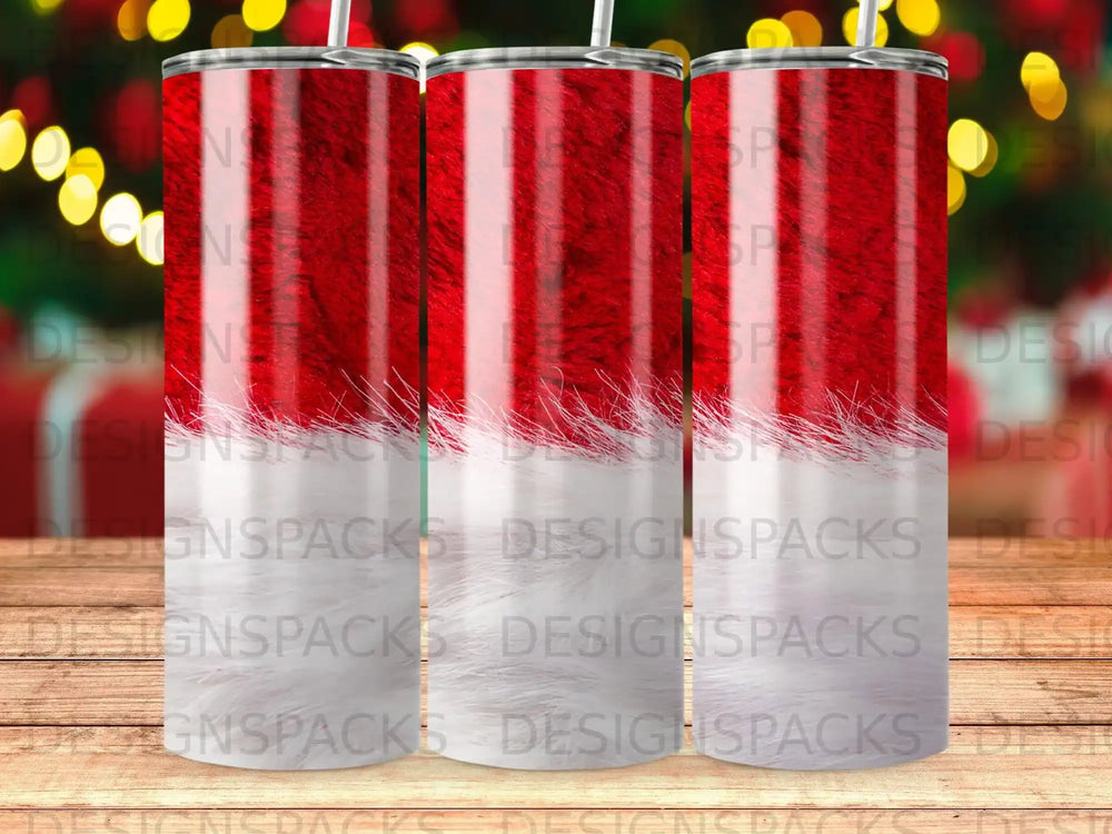 Red White Fuzzy Christmas Santa Style Tumbler product type