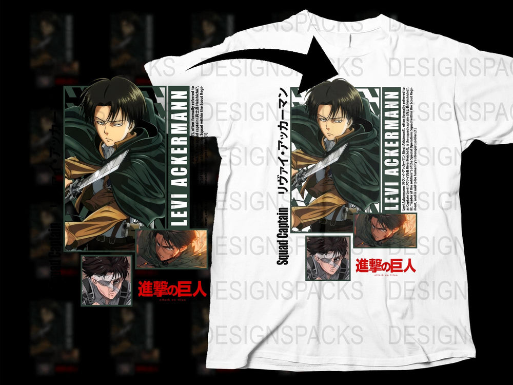 Attack on Titan Levi Ackerman Graphic T-Shirt, Anime Fan Apparel, Casual Unisex White Tee, Manga Inspired Clothing