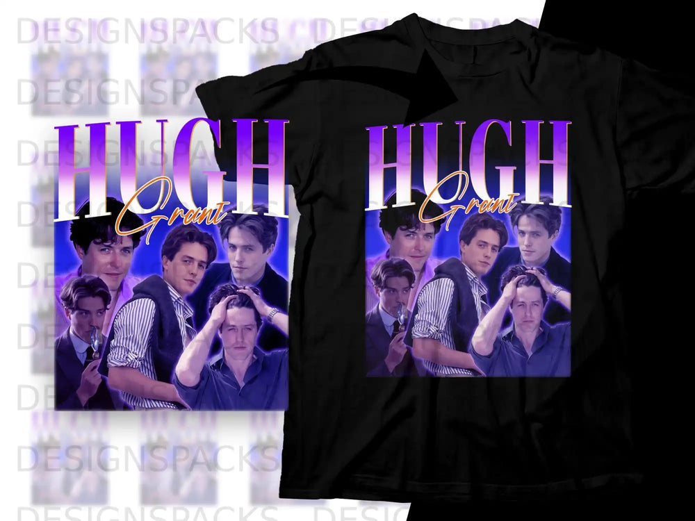 T-shirt featuring a collage of actor Hugh Grant in various poses.