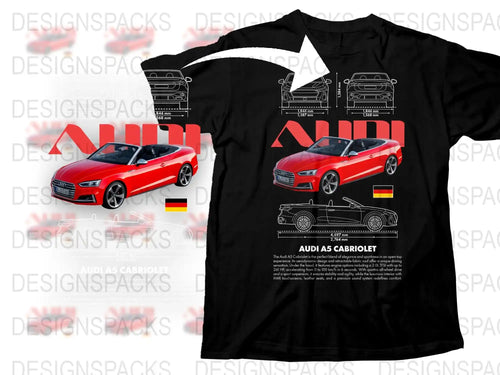Audi A5 Cabriolet Red Car Graphic T-Shirt, Vintage Style Tee, Car Enthusiast Gift, Unisex Apparel