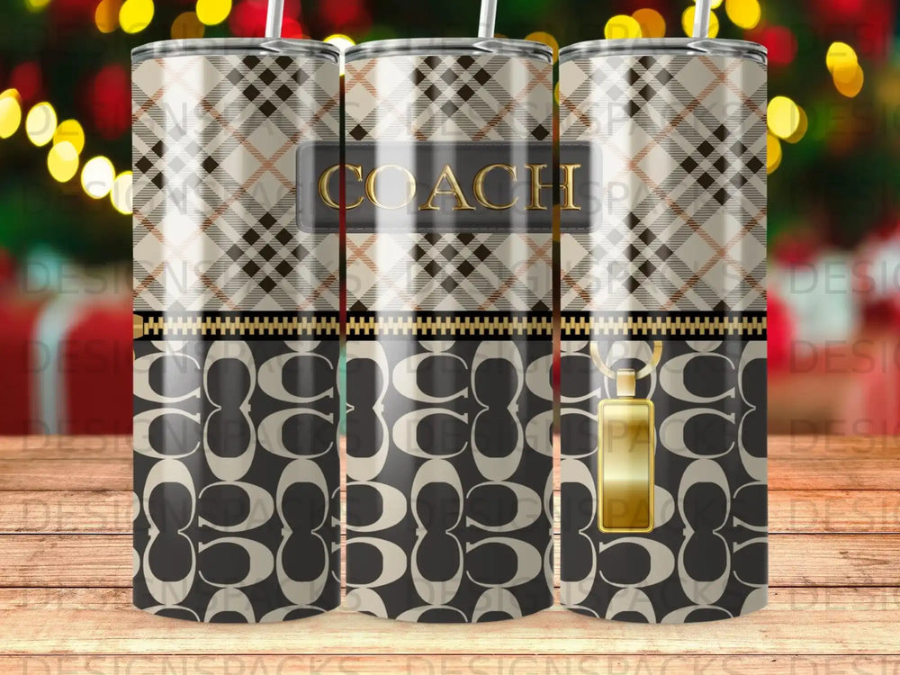 Plaid Coach C logo pattern tumbler product type