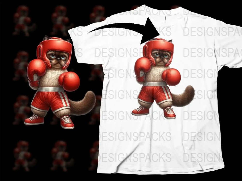 Cat Boxer T-Shirt, Funny Boxing Cat Graphic Tee, Kids and Adults Sizes, Unique Sports Shirt