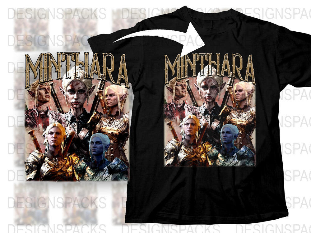 Minthara Baldur's Gate 3 Inspired T-Shirt, Fantasy RPG Game Character Tee, Unisex Graphic Shirt Black