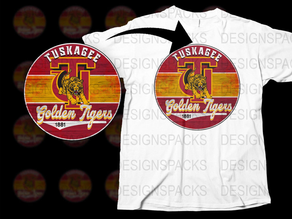 Tuskegee Golden Tigers 1881 Logo T-Shirt, Vintage College Sports Apparel, White Unisex Tee