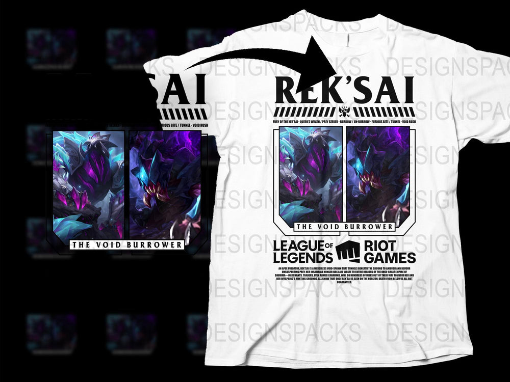 League of Legends Rek'Sai T-Shirt, Void Burrower Graphic Tee, Riot Games Merchandise