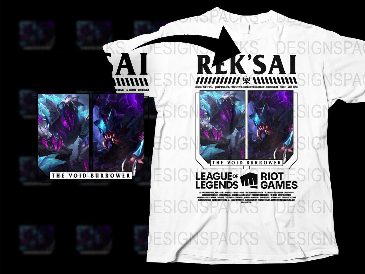 League of Legends Rek'Sai T-Shirt, Void Burrower Graphic Tee, Riot Games Merchandise