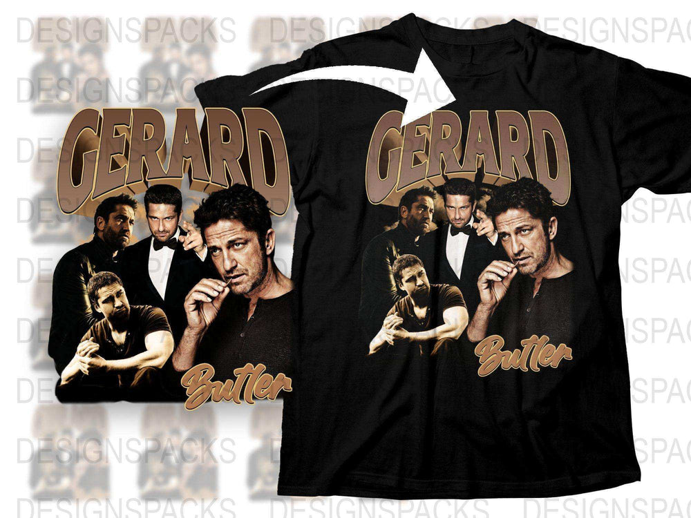 Gerard Butler Graphic T-Shirt, Celebrity Photo Print Tee, Unisex Fashion Shirt, Movie Star Casual Top