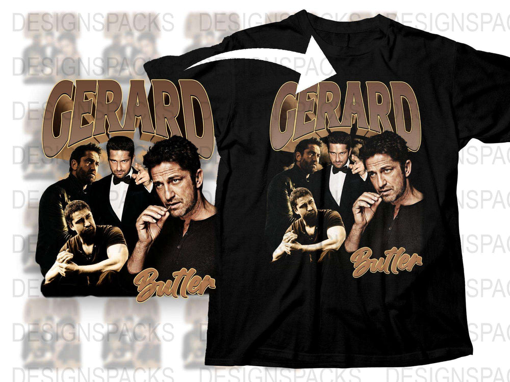 Gerard Butler Graphic T-Shirt, Celebrity Photo Print Tee, Unisex Fashion Shirt, Movie Star Casual Top