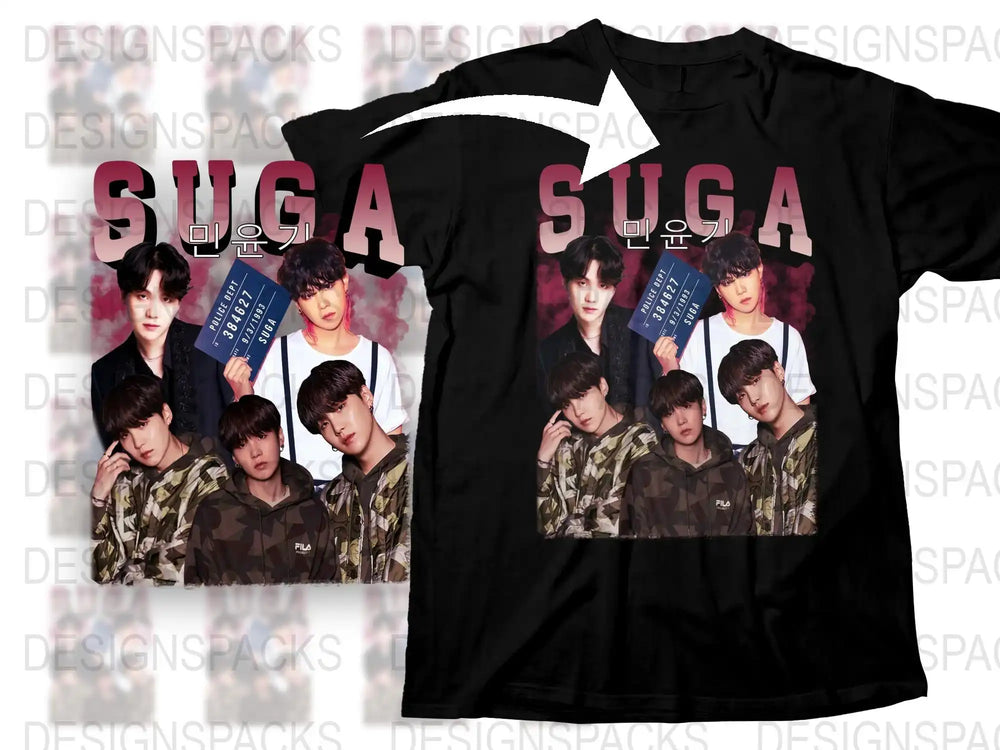 SUGA BTS Fan T-Shirt, K-Pop Idol Graphic Tee, Black Cotton Shirt, Music Lover Gift, Casual Streetwear, Unisex Fashion Top