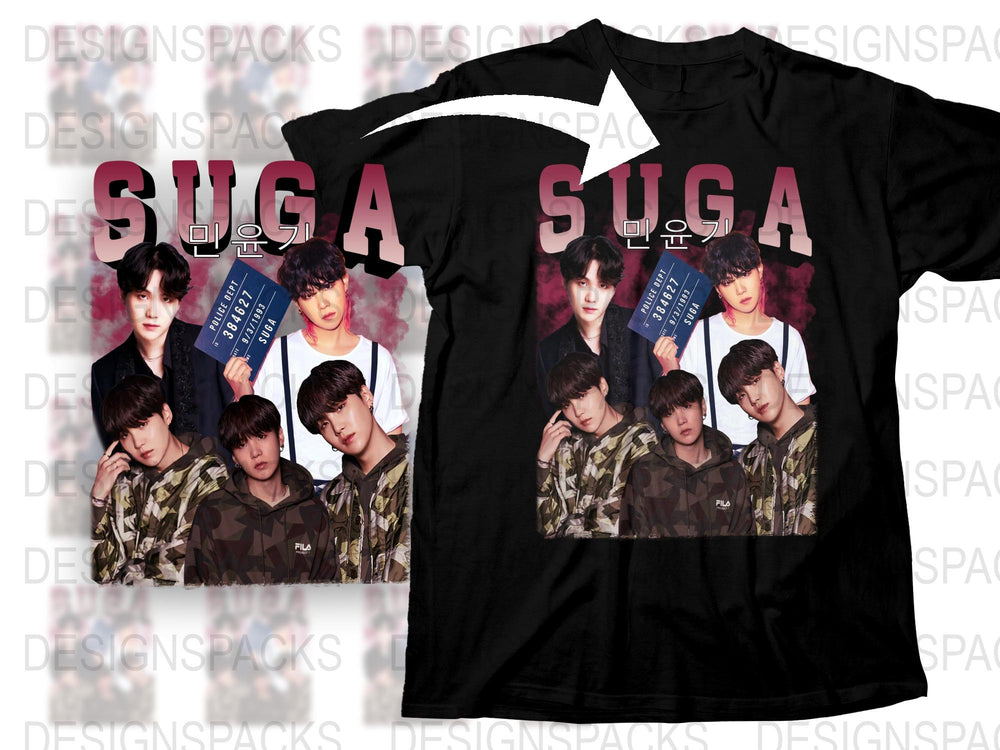 SUGA BTS Fan T-Shirt, K-Pop Idol Graphic Tee, Black Cotton Shirt, Music Lover Gift, Casual Streetwear, Unisex Fashion Top