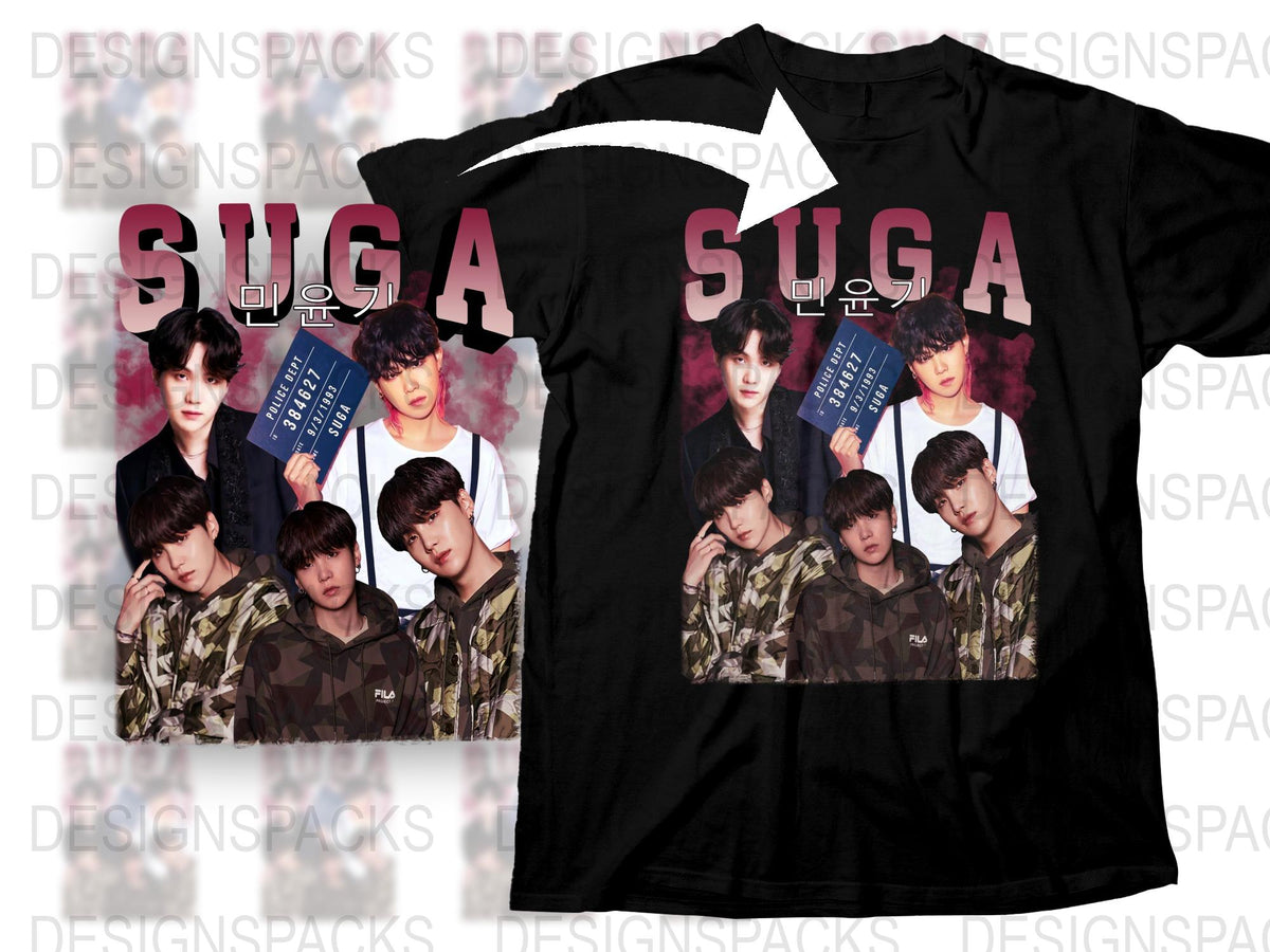 SUGA BTS Fan T-Shirt, K-Pop Idol Graphic Tee, Black Cotton Shirt, Music Lover Gift, Casual Streetwear, Unisex Fashion Top