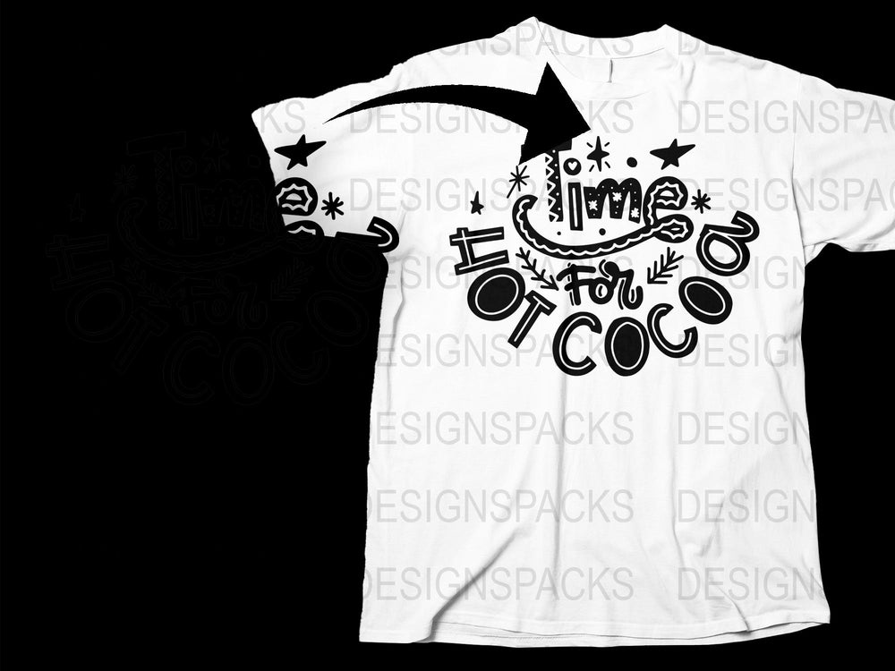 Men's Graphic T-Shirt with Hot Cocoa Design - Casual White Tee with Unique Print