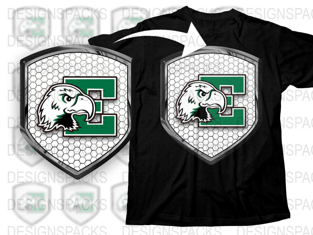 Custom Eagle Graphic T-Shirt, Sports Team Logo Tee, Mens Black Athletic Shirt