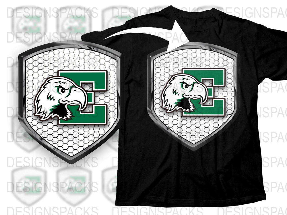 Custom Eagle Graphic T-Shirt, Sports Team Logo Tee, Mens Black Athletic Shirt