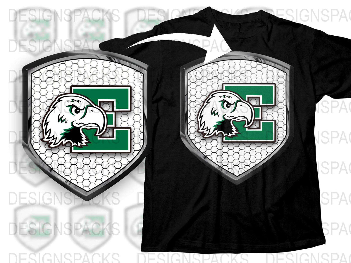 Custom Eagle Graphic T-Shirt, Sports Team Logo Tee, Mens Black Athletic Shirt