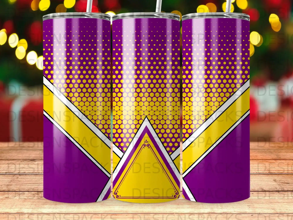 Purple Yellow Dots Diagonal Stripes Geometric Tumbler product type