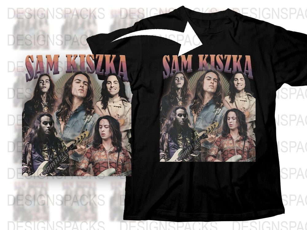 Sam Kiszka Band Graphic T-Shirt, Musician Portrait Tee, Rock Band Fan Apparel, Unisex Stylish Top