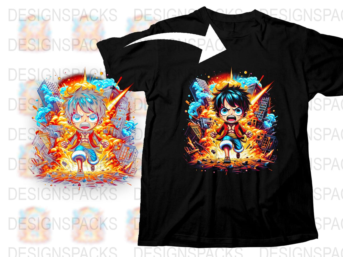 Anime Inspired T-Shirt, Vibrant Battle Scene Graphic Tee, Colorful Manga Art, Unisex Clothing